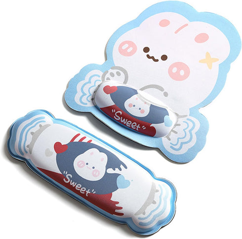 Mouse Pad with Wrist Rest Kawaii Rabbit Keyboard Wrist Rest, Ergonomic Mouse Pad with Wrist Support, Wrist Rest for Computer Keyboard Cute Desk Ac...
