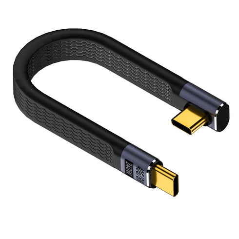 QIANRENON 40Gbps USB4.0 C Male to 90° Angle C Male Data Short Cable 240W USB Type C 4.0 PD Fast Charging Flat Flex Cable, for Thunderbolt 3/4 Smar...