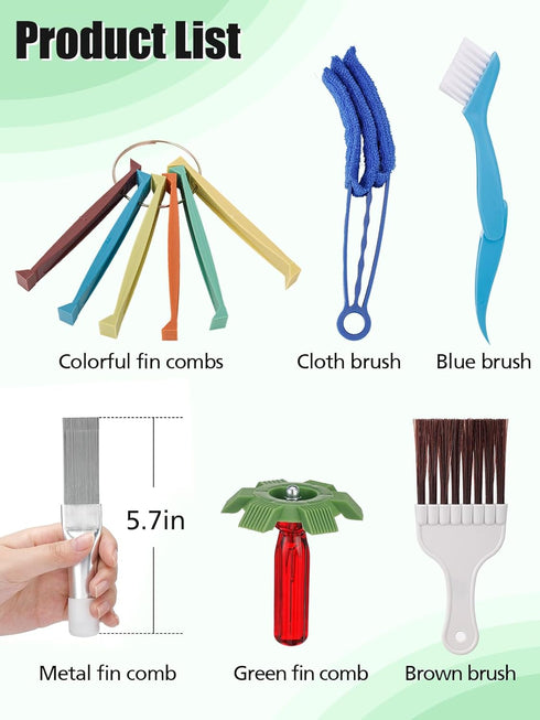 MADHOLLY 6Pcs Air Conditioner Fin Combs Kit - AC Coil Combs Cleaning Brush, Condenser Straightener for AC Unit Radiators Evaporators...