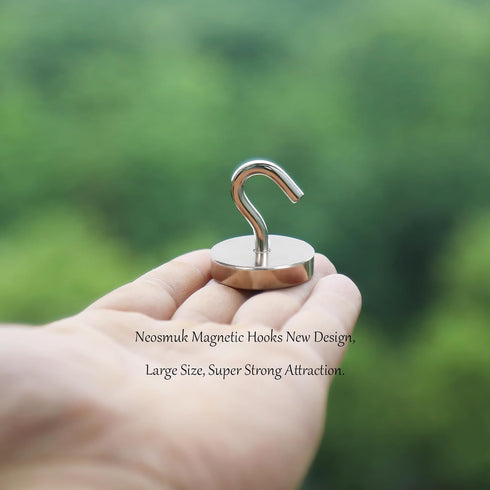 Neosmuk Magnetic Hooks Heavy Duty,120lb Super Strong Magnet with Hooks for Cruise Cabins, Large Metal Hooks for Hanging on Fridge,Extra Strong Mag...