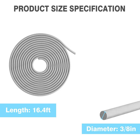 Backer Rod Caulk Saver for Gaps and Joint Concrete Filling, EPDM Rubber Backing Rod Joint Filler (3/8" Diameter x 16.4' Length, Gray)...