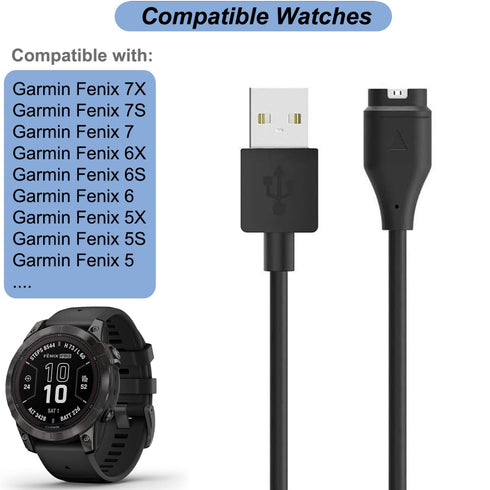 Charger for Garmin Fenix 7 7X 7S, Fenix 6 6X 6S Pro, Fenix 5 5X 5S, Replacement USB Charging Cable with Yellow Charger Port Dust Plug Protector fo...