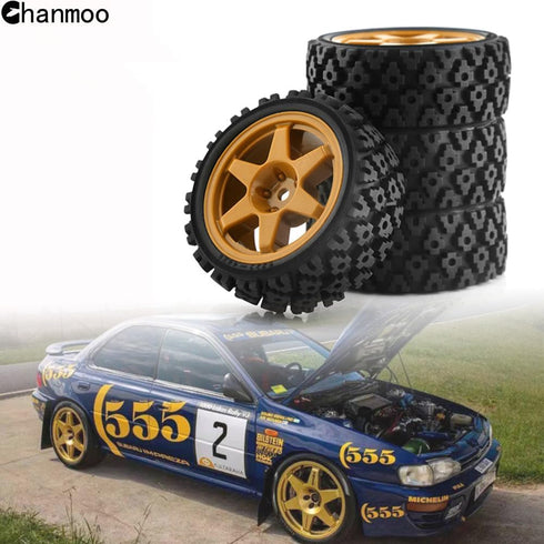 1/10 RC On Road Tires Rubber Rally Tyres and Wheels Rims 12mm Hex for 1/10 Scale RC Racing Drift Car HPI KYOSHO Tamiya XV01 XV02 TA06 TT01 TT02 PT...