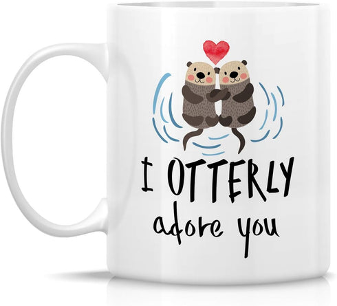 Retreez Funny Mug - I Otterly Adore You 11 Oz Ceramic Coffee Mugs - Funny, Sarcasm, Sarcastic, Motivational, Inspirational birthday gifts for husb...