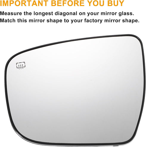 X AUTOHAUX Car Rearview Left Driver Side Mirror Glass Replacement W/Backing Plate Heated White Glass for Nissan MURANO 2015-2018 for Nissan PATHFI...