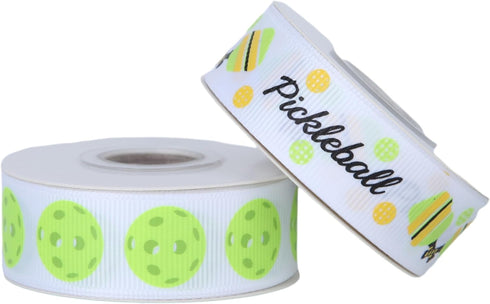 2 Rolls 20 Yards Sport Ball Ribbon 3/4Inch Fabric Ribbons for Wreath Gift Wrapping Sport Team Party Decor (Pickleball)...