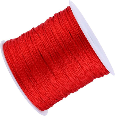 100M x 0.8mm Nylon Chinese Knot Cord Rattail Macrame Shamballa Thread String Beading Thread Chinese Knot Braided (Red)...