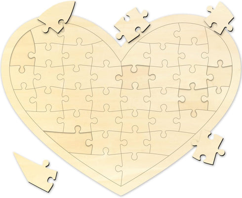 Blank Puzzle Heart Shape with 40 Pieces, Blank Heart Wooden Jigsaw Puzzle with Puzzle Tray for Crafts & DIY, Custom Puzzle 11.2x8.4 Inches 1 Pack...