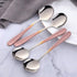 Buyer Star Bouillon Spoon Sets, 7-Inch Round Soup Spoons, Stainless Steel Finished Table Dinner Spoons (Gradient Rose Gold)...