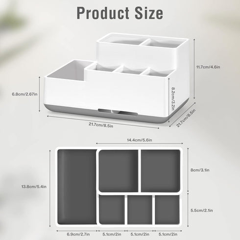 Electric Toothbrush Holder, Detachable Non-Slip Bathroom Organizer Countertop with 6 Compartments and Drainage Holes Bathroom Organizer for Bathro...