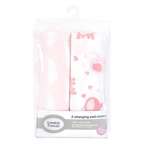Luvable Friends Unisex Baby Fitted Changing Pad Cover, Girl Basic Elephant, One Size...