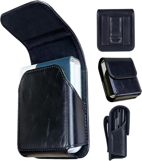 for Samsung Galaxy Z Flip 5, Flip 4, Flip 3 Belt Holster Phone Case, Leather Phone Pouch, Belt Clip Phone Holder for Motorola Razr + 2023, 40 Ultr...