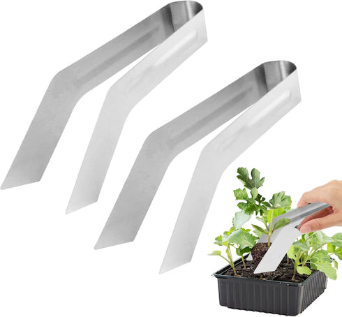 2Pcs Seedling Transplant Tongs Planting Tool Garden Tweezers for Planting 6.7 Inch Stainless Steel Gardening Plants Transplant Tongs for Reducing ...