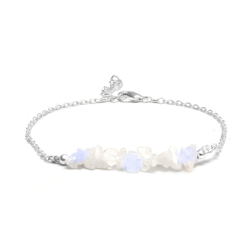 Gempires Natural Moonstone Bar Bracelet, New Beginning Gemstone, June Birthstone Jewelry, Perfect Gift, Adjustable 7 to 8-inch Chain (Moonstone)...