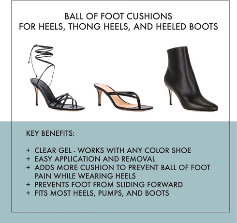 Ball of Foot Cushions High Heel Pain Relief | Metatarsal Pads Women | Heel Inserts for Women | Comfort One Size Fits All Shoe Inserts for Women (2...