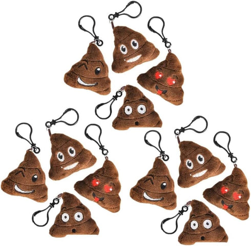 Emoji Poop Plush Key Chain Backpack Clips 2.75" - 12 Pack Assorted...