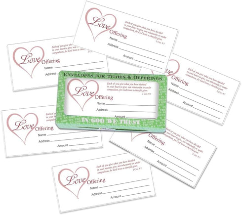 Church Offering Envelopes - Cash Envelopes For Tithes And Offering - Love Offering 2 Corinthians 9:7Tithing Envelopes - Pack of 100 - Swanson Chri...
