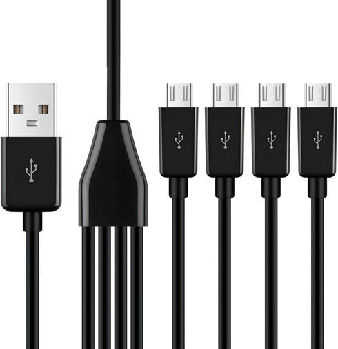 USB A to USB Micro Charging Cable, 4 in 1 Multi Charger Cable Micro USB Splitter Cable 4 Ports Micro USB 2.0 Male to Male Charging Cord 4 Connecto...