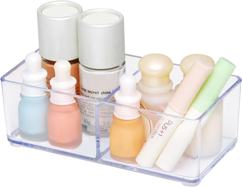 carrotez Makeup Organizer, Drawer Organizer, 2 Compartment Clear Plastic Organizer for Makeup, Bathroom, Desk, Vanity, Office...