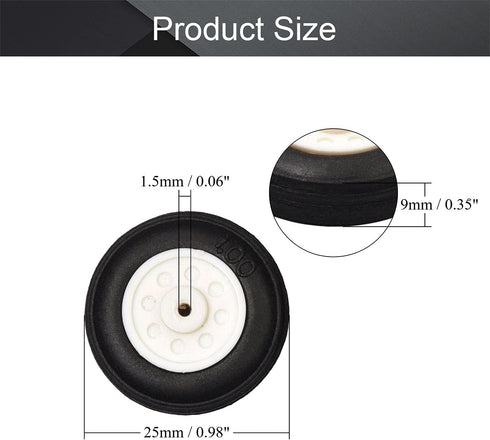 Fielect 1 inch RC Model Airplane Super Light Sponge Tire Tail Wheel Tire and Wheel Sets for RC Car Airplane PU Sponge Tire with Plastic Hub 2 Pcs...