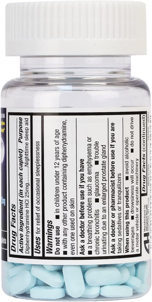 HealthA2Z Sleep Aid 200 Caplets | Diphenhydramine HCl 25mg | Regular Strength Sleeping Pills | Safe & Non-Habit-Forming...