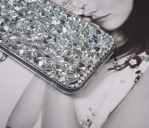Compatible with iPhone 11 Bling Glitter Case,Luxury Shiny Diamond Crystal Rhinestone Sparkly Jewelled Gemstone 3D Handmade Clear Cover Case for iP...
