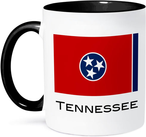 3dRose (mug_107392_4) Tennessee State Flag - Two Tone Black Mug, 11oz...