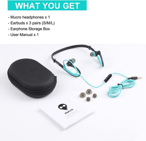 Mucro Sport Earbuds Wired Neckband Headphone Over The Ear Wrap Around Earphones Foldable Stereo Ear Buds for Night Running Gym Workout...