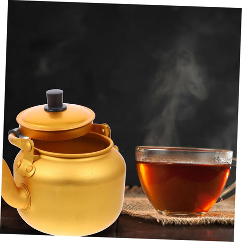 Hemoton Aluminium Tea Kettle Anti Leak Vinegar Milk Tea Kettle Coffee Pot for Home Restaurant (Yellow 1L)...