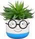PRETYZOOM Ceramic Plant Pot Eyeglasses Design: Bonsai Pot Flower Pot Succulent Planter Plant Container Pen Brush Holder Cup...