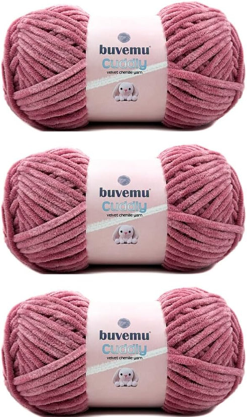 Cuddly Velvet Chenille Yarn, Super Soft Fluffy Bulky for Knitting Crocheting Blanket Amigurumi, Durable for Shedding, 100 Gram (3.53 Ounces) 109 Y...