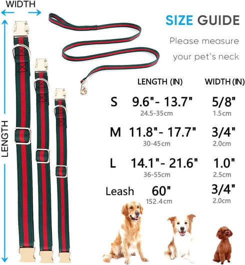 Premium Dog Collar, Cute Dog Collars Luxury Style, Durable Pet Collars and Dog Leash with Metal Buckle Safety for Big Dogs...