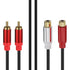 2RCA Male to 2RCA Female Cable 1.5m, Gold Plated 2 RCA to 2 RCA Audio Cable Cord Wire Y Adapter for Tablets, MP3, HiFi Stereo System, Speaker(Male...