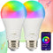 Homevenus HVS Smart Light Bulbs, 9W Equivalent 60W A19 E26 RGBW Color Changing LED Light Bulbs, Music Sync App 2.4GHz WiFi Dimmable Tunable White ...