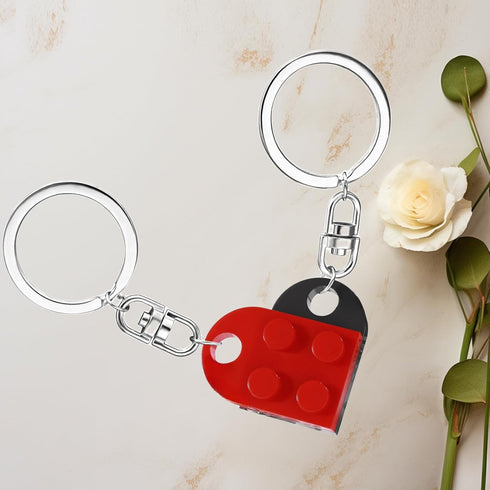 MPK Brick Matching Couple Heart Keychain for Boyfriend Girlfriend Valentines Day Stuff Him Friends Love Set Gifts...