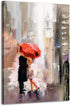 RUISHI Canvas Wall Art Modern New York Cityscape Large Romantic Painting Decor Lovers Under Red Umbrella Street Scenery Pictures for Living Room B...