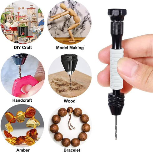 Pin Vise Hand Drill with 48Pcs Micro Twist Drill Bits Set (0.5-3.0mm) HSS Mini Rotary Tool for Resin Casting Molds Plastic Wood Keychain Pendant J...