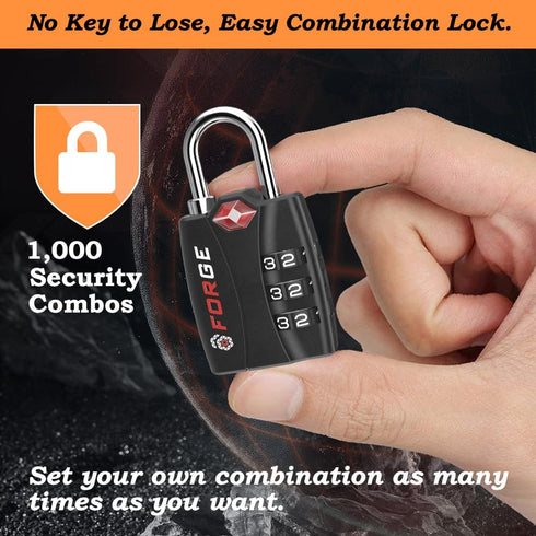 Forge TSA Approved Locks, Luggage Locks TSA Approved for School,Gym, Suitcase,Baggage, Locker. Open Alert Indicator, Easy Read Dials, Alloy Body T...