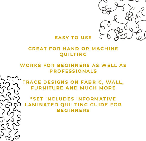 Quilting Creations Stencils for Machine and Hand Quilting | 2 Quilt Plastic Stencils for Stippling, Background, Patterns | Floral Stipple, Standar...