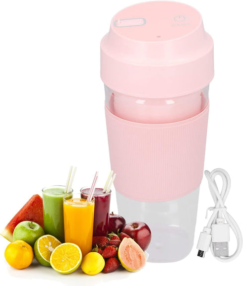 Electric Juicer Cup Mini Portable USB Rechargeable Blender Pink Mixing Bottle for Shakes Fruit Vegetables Frozen Yogurt 300ML...