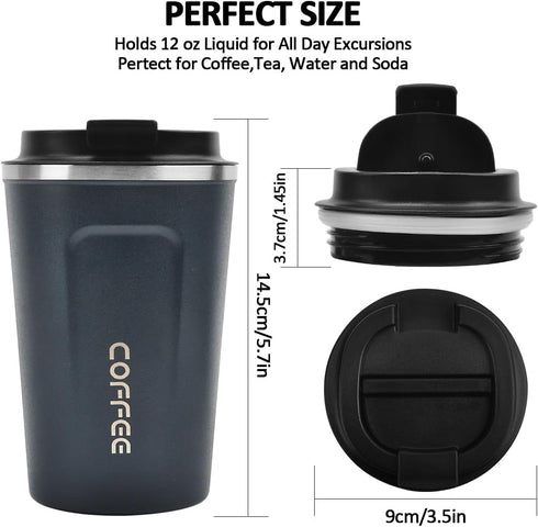 12 oz Stainless Steel Vacuum Insulated Tumbler - Coffee Travel Mug Spill Proof with Lid - Thermos Cup for Keep Hot/Ice Coffee,Tea and Beer (Tibeta...