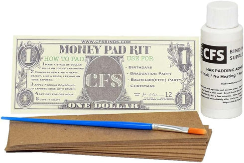 Money Pad Kit - DIY Padding Kit - Includes 2oz of HAR Precision Padding Compound - USA Made Recycled chipboard and a pad Brush...