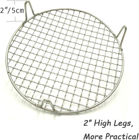 Round Barbecue Wire Rack with 2" Height Legs Dia 9.5" Multi-Purpose Grill Cooling Rack for Airfryer Instant Pot/Pressure Cooker Heavy Duty Stainle...