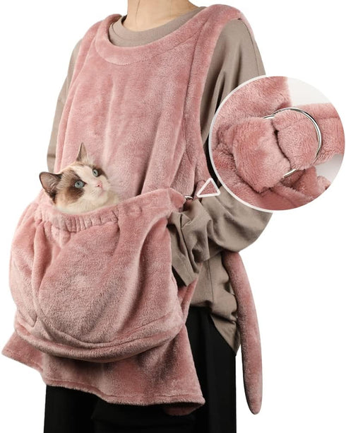La La Pet® Adjustable Cat Carrier Apron with Double Layer Pocket Cat Sleeping Bag Pet Carrier Sling Kitten Carrier Bag Cat Carrier Pouch for Small...