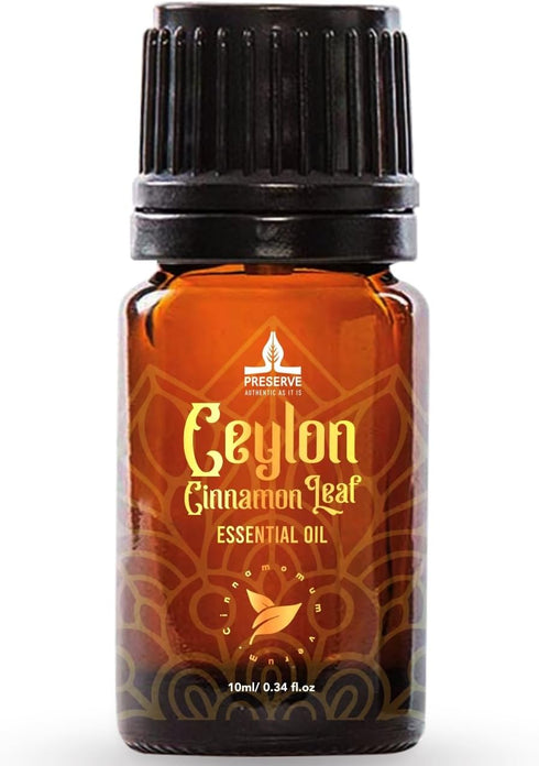 PRESERVE Ceylon Cinnamon Leaf Essential Oil, 100% Pure Natural Oil, Undiluted, Therapeutic Grade base Oil for Aromatherapy, Diffuser, Fragrance, F...