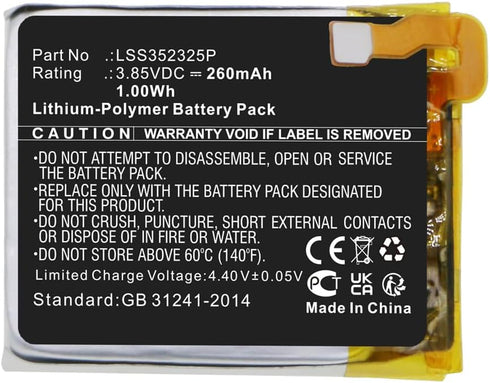 260mAh LSS352325P Battery Replacement Compatible with Fitbit Versa 3 Fitness Smartwatch FB511...