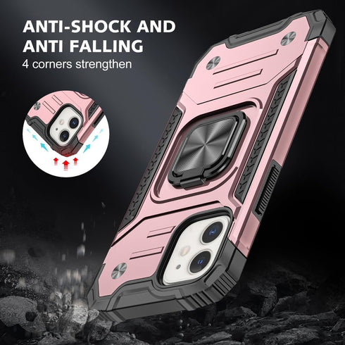 HNHYGETE for iPhone 12 Case, iPhone 12 Pro Case with Screen Protector: (Heavy Duty) Military Grade 360° Rotatable Kickstand Shockproof Protective ...
