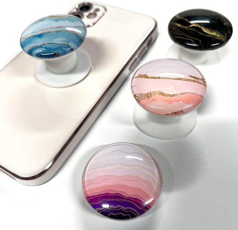 Clear Crystal Glitter Expandible Collapsible Moblile Phone Grip Stand Holder for Smartphones and Tablets Cell Phone Accessory (Aqua Blue Rose Gold...