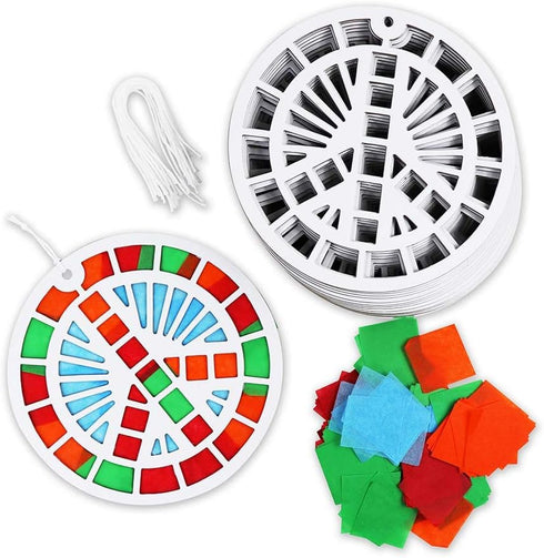 Kipp Brothers 24 Pack DIY Suncatcher Paper Crafts (Peace Sign)...