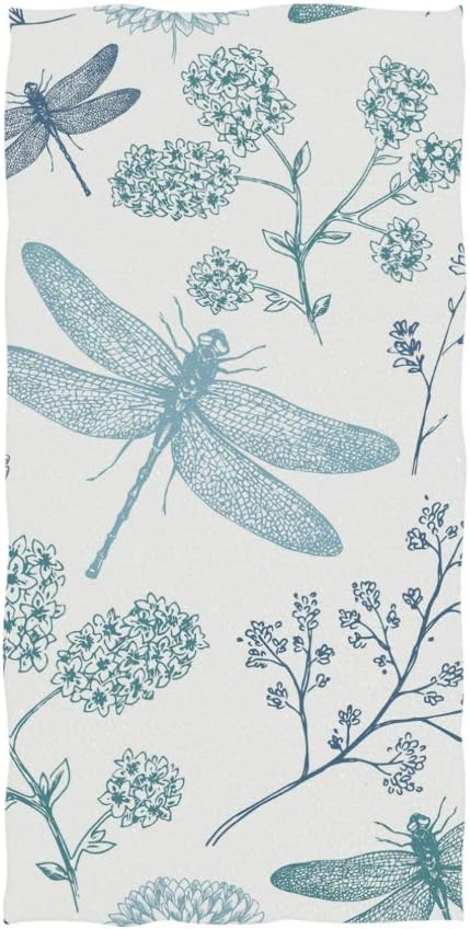 Blue Dragonfly Hand Towel Ultra Soft Luxury Towels for Bathroom 30"x15"...